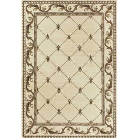 3'x5' Ivory Fleur De Lis Polypropylene Area Rug