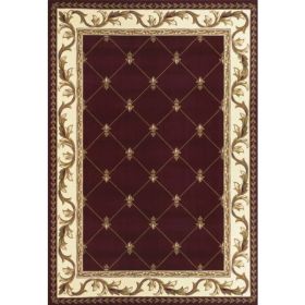 3'x5' Polypropylene Red Fleur De Lis Area Rug