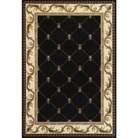 2'x3' Black Machine Woven Fleur De Lis Indoor Accent Rug