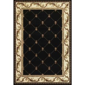 3'x5' Black Fleur De Lis Polypropylene Area Rug