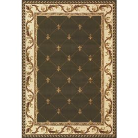 3'x5' Green Fleur De Lis Polypropylene Area Rug