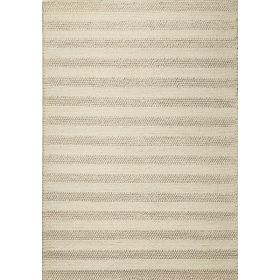 5' x 7'  Wool White Boucle Stripe Berber Area Rug