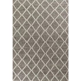 5' x 7'  Wool Gray and Ivory Diamond Berber Area Rug