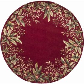 5' Round  Wool Ruby Area Rug