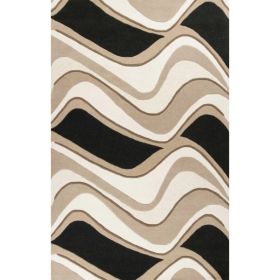 3' x 5' Wool Black or Beige Area Rug