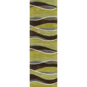 2' x 7' Runner Wool Lime or Mocha Area Rug