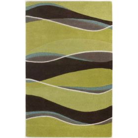 2' x 4' Lime or Mocha Waves Wool Area Rug