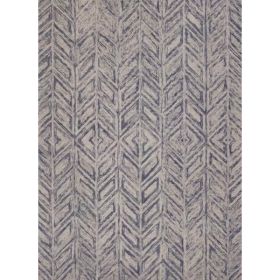 3'x5' Blue Grey Herringbone Wool Area Rug