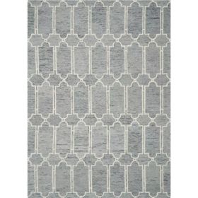 3'x5' Slate Blue Block Repeat Wool Area Rug