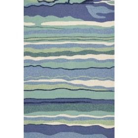 3'x5' Blue Teal Ocean Landscape UV Treated Indoor Outdoor Area Rug