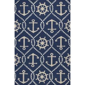 5' x 7' 6" UV treated Polypropylene Navy Area Rug