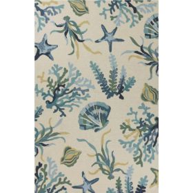 3' x 5' UV treated Polypropylene Ivory or Blue Area Rug