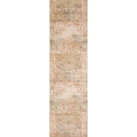 7' Champagne Damask Polypropylene Runner Rug