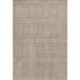 2' x 3' Beige Geometric Lines UV Treated Accent Rug