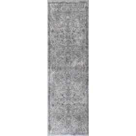 2' x 7' Runner Viscose Silver or Blue Area Rug