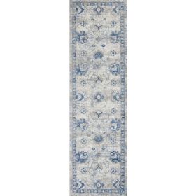 8' Grey or Blue Polypropylene Runner Rug