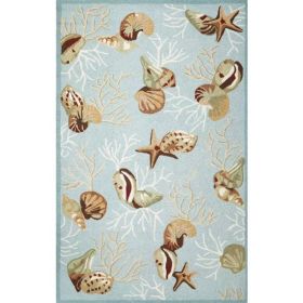 2'x3' Blue Hand HookeDecoral Reef Indoor Accent Rug