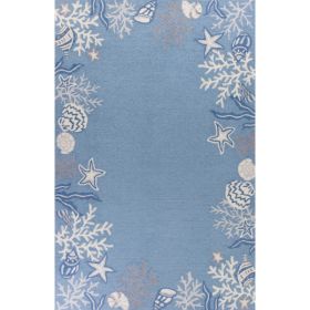 1' x 2' Polyester Sea Blue Area Rug