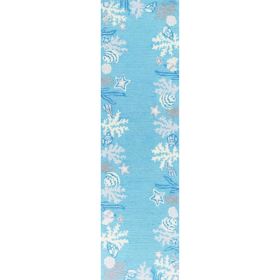 2' x 7' Sea Blue Costal Runner Rug