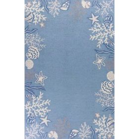 5' x 7' 6" Polyester Sea Blue Area Rug