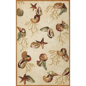 2'x3' Beige Hand HookeDecoral Reef Indoor Accent Rug