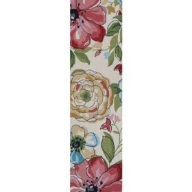 2' x 7' Sand Floral Runner Rug