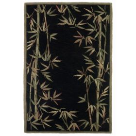 5' x 8'  Wool Black Area Rug