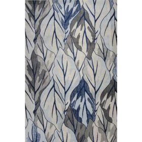 5' x 7' Grey or  Navy Modern Leaves Area Rug