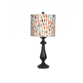 Black Table Lamp with Quills and Arrow Printed Shade