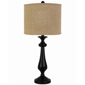 Black Table Lamp with Linen Shade