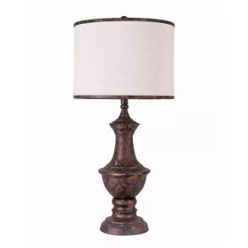 Metal Finish Traditional Table Lamp with Ivory Linen Shade