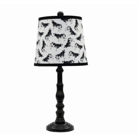 Black Traditional Table Lamp with Cow Printed Shade