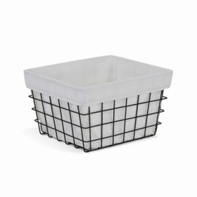 Rectangular White Lined and Metal Wire Storage