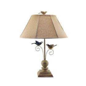 Cheerful Taupe Base Table Lamp with 3D Colorful Birds