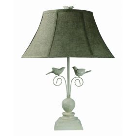 Cheerful White Table Lamp with 3D White Birds