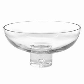 11" Mouth Blown Deep Pedestal Glass Centerpiece Bowl