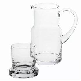 8" Mouth Blown Glass 2 Piece Bedside or Desktop Carafe Set  24 oz