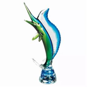 26" Mouth Blown Large Sailfish Art Glass