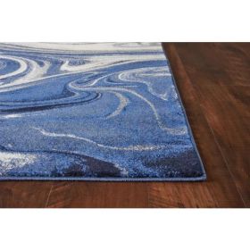 3' x 5' Blue Abstract Waves Area Rug