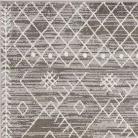 5' x 7' Gray And White Boho Geo Rug