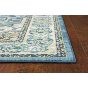 7' Teal Polypropylene Runner Rug