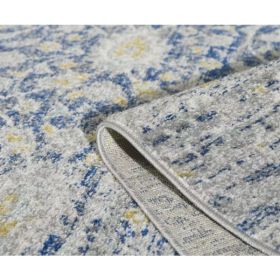 63" X 87" Blue or  Grey Polypropylene Rug