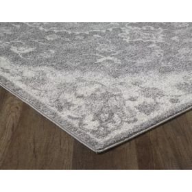 7' Grey Machine Woven Bohemian Indoor Runner Rug