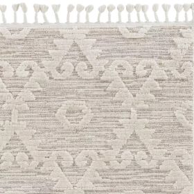 63" X 91" Ivory  Beige Polyester Rug