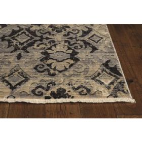 2' x 8' Ivory or Beige Antique Pattern Runner Rug