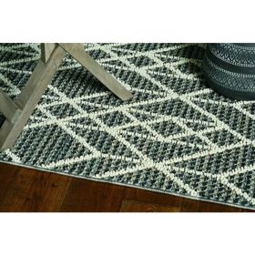 4'x6' Grey Geometric UV Treated Indoor Outdoor Area Rug