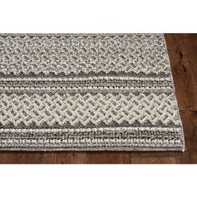 8' Grey Polypropylene Runner Rug