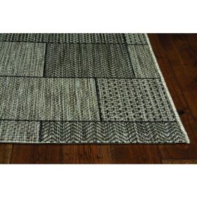 3'x4' Grey Machine Woven UV Treated Geometric Indoor Outdoor Accent Rug