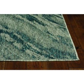 3'x4' Grey Teal Machine Woven UV Treated Modern Abstract Style Indoor Outdoor Accent Rug