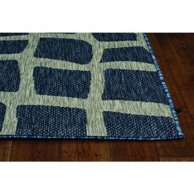 3'x4' Blue Grey Machine Woven UV Treated Abstract Design Indoor Outdoor Accent Rug